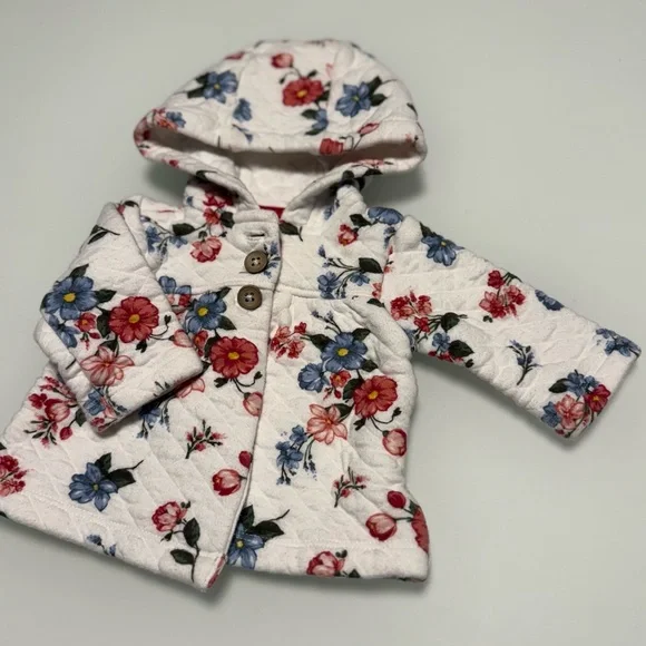 💥4/$20💥 💕🌸🩵 Carter's Quilted Floral Baby Girl’s Jacket Size 3 Months - Picture 5 of 10